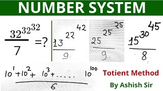 Number System Totient Method से Remainder के सवाल करे हल चुटकियो में By Ashish Sir [upl. by Ha]