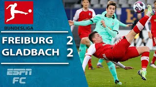 Spectacular bicycle kick assist helps Freiburg to draw vs Gladbach  ESPN FC Bundesliga Highlights [upl. by Karwan]