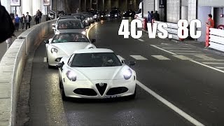 Alfa Romeo 4C vs 8C Spider in Monaco [upl. by Leibarg]