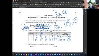 Worksheet 41 Measures of Variability Practice 1 [upl. by Merlin529]