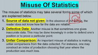 Misuses Of Statistics  Statistics Meaning Scope Limitations amp Misuses Postgradution [upl. by Nanci]