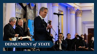 Secretary of State Blinken plays guitar at the launch of the Global Music Diplomacy Initiative [upl. by Ifar]