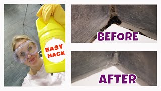 HOW TO CLEAN BLACK MOLD OFF BATHROOM SEALANT  EASY CLEANING HACK [upl. by Galvan]