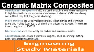 Ceramic Matrix Composites CMC  Types of CMCSilicon Carbide Alumina ENGINEERING STUDY MATERIALS [upl. by Gahan338]