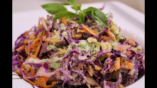 Red Cabbage Salad Recipe with Green Salad Dressing [upl. by Nwahsaj]