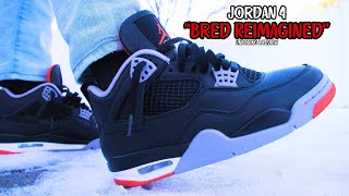 Jordan 4 quotBred Reimaginedquot Unboxing amp On Feet Review [upl. by Eissej]