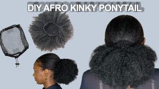 HOW TO DIY DRAWSTRING PONYTAIL DIY AFRO KINKY PONYTAIL afrohair diyhair ponytail naturalhair [upl. by Anneyehc]