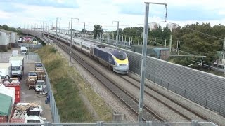 HD NEW New Liveried Eurostar Power Cars speed past Rainham on 9O30 23814 [upl. by Soigroeg]