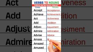 Verb to noun transformation english esl shorts [upl. by Aielam]