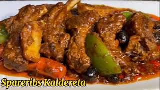 Spareribs Kaldereta recipe  Filipino style  spareribs stew spareribs [upl. by Nealson]