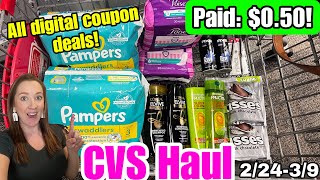 CVS Haul  All digital coupon deals Grabbed 74 of products amp paid 050 2243924 [upl. by Hamal]