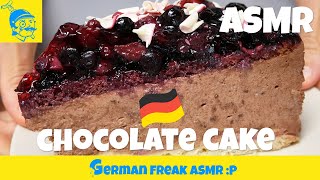 ASMR eating no talking German chocolate cake w berries🇩🇪 [upl. by Giannini641]