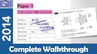 2014 KS2 Maths SATS  Level 6 Paper 1 No Calculator  Full Paper Complete Walkthrough [upl. by Ahsenwahs777]