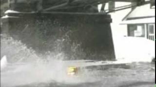 Snowmobile Hits bridge while watercrossing [upl. by Offen968]