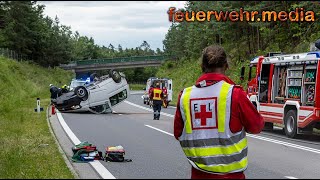 Vier Verletzte nach Fahrzeugüberschlag auf der B37 [upl. by Pease]