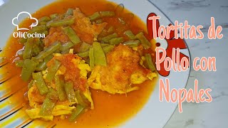 Tortitas de Pollo con Nopales en Salsa de Jitomate receta fácilOli Cocina [upl. by Grete660]