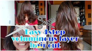 4 Step Voluminous Layer Hair Cut  DIY easy hair cut at home  Life With Piku  Priyanka Malik [upl. by Desdamona]