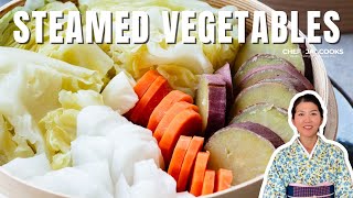 Japanese Steamed Vegetables Recipe  Bamboo Steamed Veggies [upl. by Sunshine]