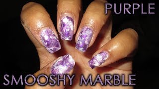 Purple Smooshy Marble  DIY Nail Art Tutorial [upl. by Lonny375]