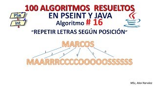 16 de 100 Algoritmos en Pseint y Java quotREPETIR LETRAS SEGÚN POSICIÓNquot [upl. by Kerred]