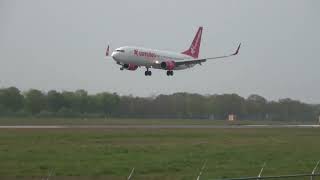 Corendon Airlines Europe B737800 Landing Groningen Airport Eelde [upl. by Eilarol]