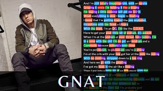 Eminem  Gnat  Lyrics Rhymes Highlighted [upl. by Sivatco286]