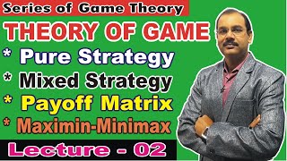 Pure amp Mixed Strategy Payoff Matrix Maximin amp Minimax Criterion in Game Theory Lec  02 [upl. by Glenden]