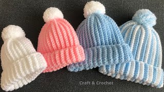 Easy amp fast crochet baby hatcrochet beaniecrochet for beginners [upl. by Airbmac401]