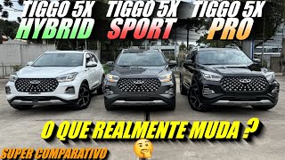 COMPARATIVO TIGGO 5X SPORT 2025 vs TIGGO 5X PRO 2025 vs TIGGO 5X PRO HYBRID 2025 O que muda [upl. by Vassili]