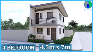 Small Two Storey House Design 45x7m Apartment [upl. by Eramat517]