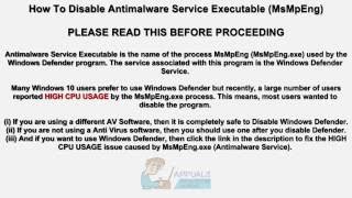 FIX Disable Antimalware Service Executable High CPU Usage [upl. by Thomasa]