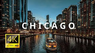 Chicago City Illinois USA 🇺🇸 in 4K ULTRA HD 60FPS Video at night by Drone [upl. by Ela]