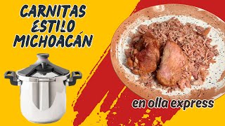 Carnitas estilo Michoacán con manteca y sin agua paso a paso en casa y rápidas con olla express [upl. by Nilauqcaj415]