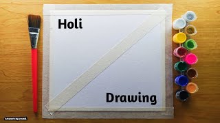 Holi Special Drawing 2024 easy watercolor painting for beginners step by step tutorial [upl. by Box672]