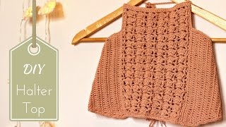 Crochet halter mesh dress tutorial with ruffles [upl. by Ayidan]