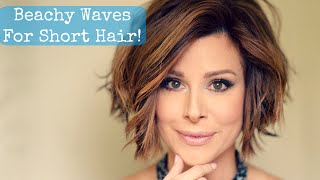 BEACH WAVES FOR SHORT HAIR TUTORIAL  How to curl your hair with a flat iron  Dominique Sachse [upl. by Hairahcaz]