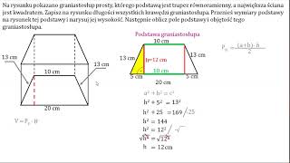 Oblicz objętość graniastosłupa o podstawie trapezu [upl. by Sato837]