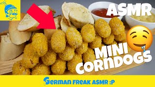 ASMR eating no talking mini corn dogs w garlic bread🇺🇸 [upl. by Durnan620]