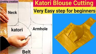 34 Size Katori Blouse Cutting and Stitching for Beginners Easy blouse cutting Blouse sewing [upl. by Hairahs]