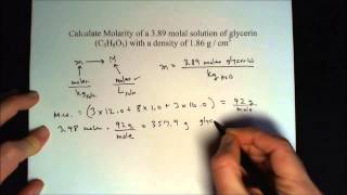 Convert molality to molarity of a glycerin solution  How to from m to M [upl. by Saunderson]