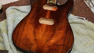 Orange Blackburst on a Lacewood Guitar Top Luthier Bursting a project [upl. by Adley]