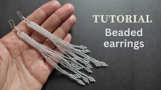 Seed bead earrings tutorial for beginners brick stitch beading diy earrings [upl. by Yrohcaz987]