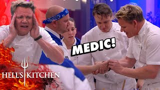 Chef Shouts For Medic Medic Can’t Find The Cut  Hells Kitchen [upl. by Vatsug]