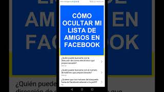 Como Ocultar mi Lista de Amigos en Facebook desde el Celular [upl. by Esac]