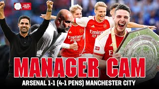 Manager Cam  Arteta v Guardiola  Arsenal 11 41 Pens Manchester City  FA Community Shield 2023 [upl. by Ready]