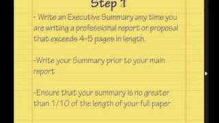 Learn How to write an Executive Summary tutorial [upl. by Red]