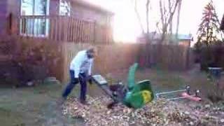 Using snow blower to pick up leaves [upl. by Lianna626]