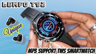 Lemfo T92 smartwatch Unik Mp3Tws Earbuds 9D sound Termometer Celcius Review Indonesia [upl. by Anthia980]