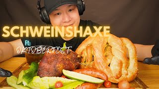 quotMukbang ASMRquot Trying German dish SCHWEINSHAXE ft Oktoberfest and It was AMAZING😋😋 [upl. by Aushoj]