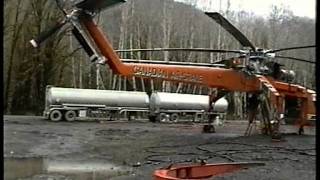 Canadian Aircrane heli logging Sikorsky S64F Shaw Creek Lake Cowichan 1 [upl. by Uphemia]